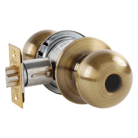 Arrow Lock Grade 2 Turn-Pushbutton Entrance Cylindrical Lock, Tudor Knob, Conventional Less Cylinder, Antique B MK11-TA-05A-LC